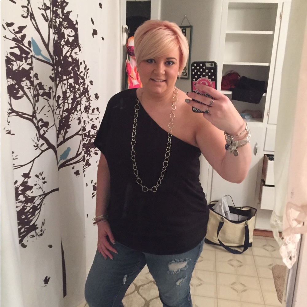 Black one shoulder top